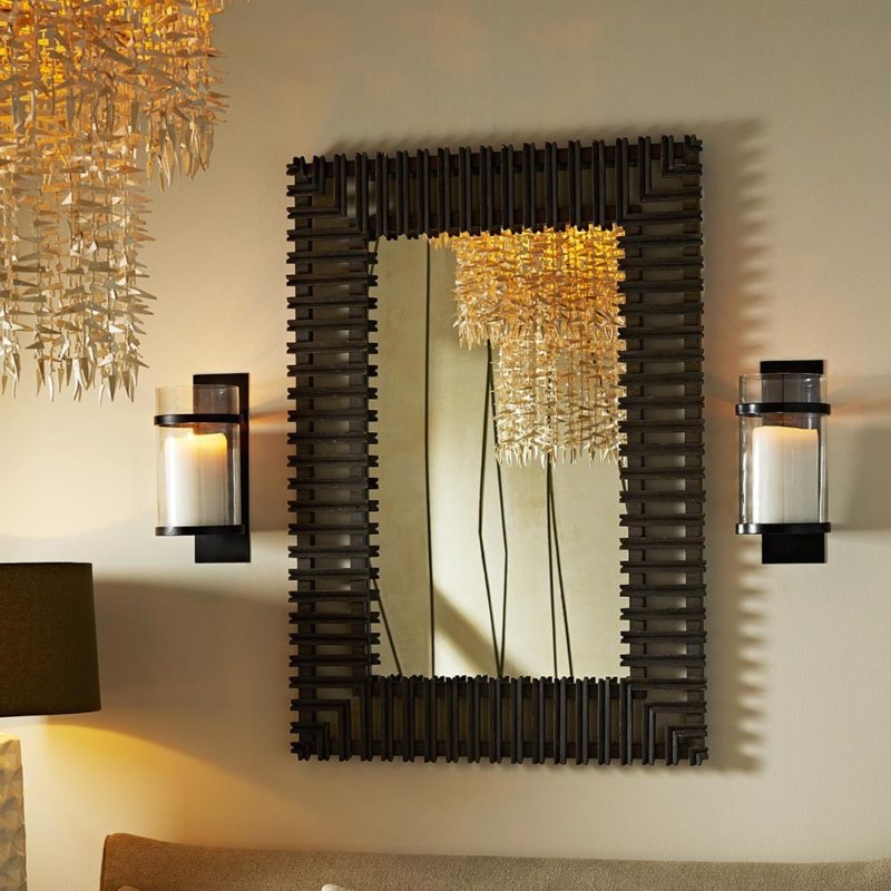 wall decor with candle sconces and mirror; wall decor ideas; interior design inspiration