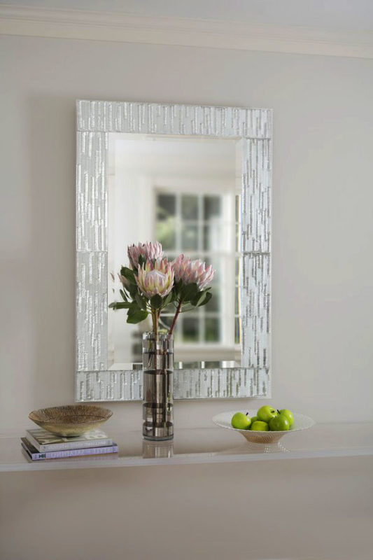 Contemporary decor with stunning Venetian glass mirror hand-crafted in Murano island (Italy); available at InvitingHome.com