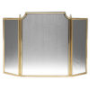 Lacquered cast brass fireplace screen with black mesh. This fireplace screen is hand-cast in Italy