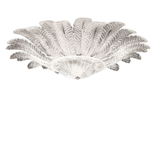 Ten-light clear Venetian glass ceiling light made of 25 individual pieces of glass; hand-crafted in Italy