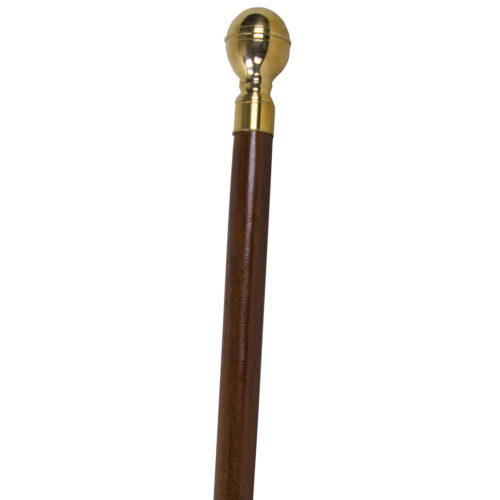 The gentlemen's walking stick. Walking stick unscrews into three pieces for traveling. The brass knob hides a compass, the cane a glass for a tipple.