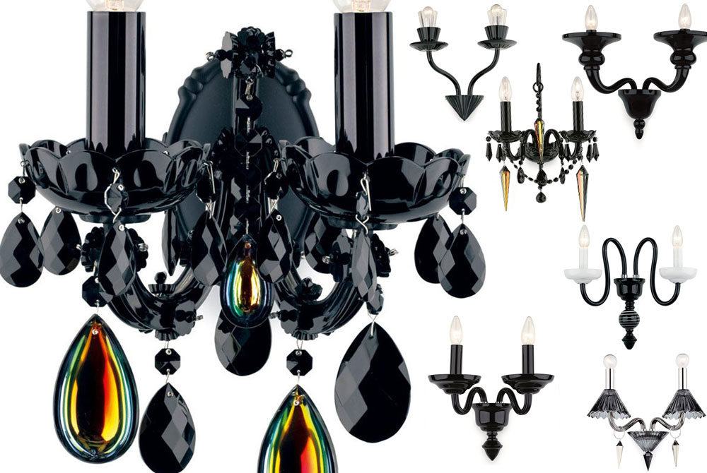 Beautiful black Bohemian crystal sconces meticulously crafted in Czech republic. available at www.InvitingHome.com