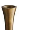 sleek and slender vase would work wonderfully layered on an entryway table or flanking a console.The aluminum form has subtle curves and an antique brass finish thatgives it a moody, romantic brilliance.