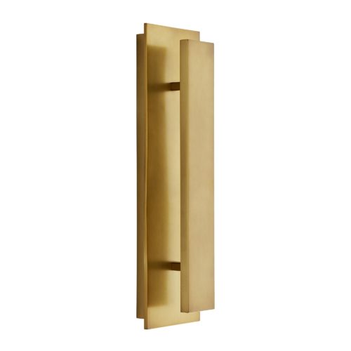 super sleek and modern brass wall sconce. Finished in antique brass, with clean lines and its rectangle form, adds elegance and beauty to any room.
