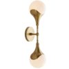cool modern double light sconce with opal glass and antique brass finish