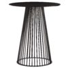 modern iron accent table with thin iron rods and a blackened finish.