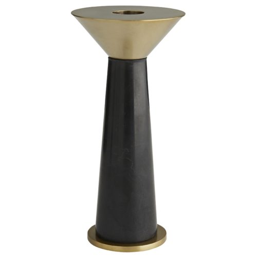 black marble candlesticks with pale brass base.