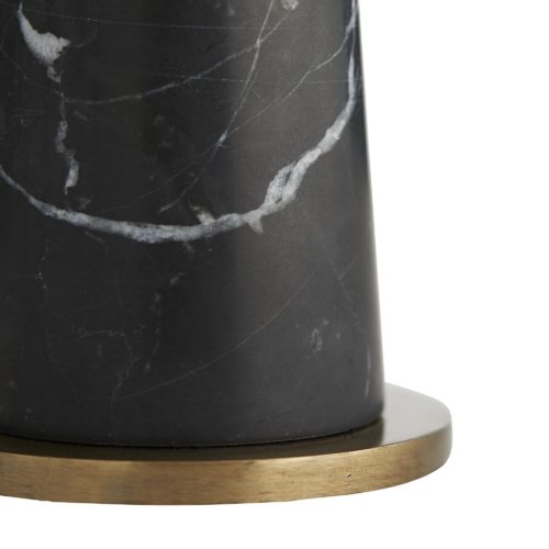 black marble candlesticks with pale brass base.