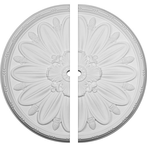 Bainbridge ceiling medallion has an acanthus leaf motif center and petals design with bead-and-barrel trim.