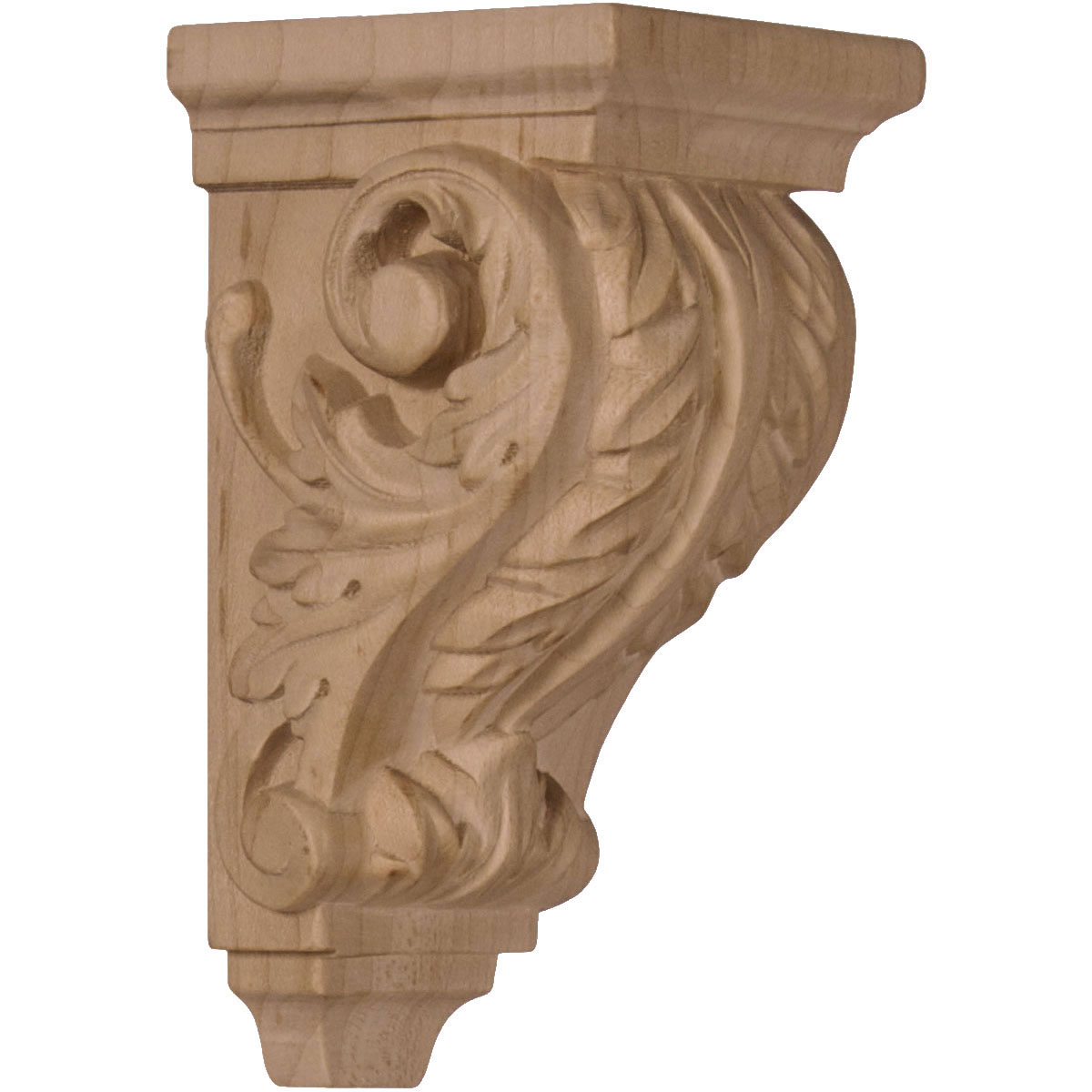 Pair of Maple Bar Corbels Hand Carved Acanthus Leaf & Berry Carving 