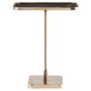 Polished brass on the base and lip contrast beautifully with the vintage brass pedestal and black mirror top.