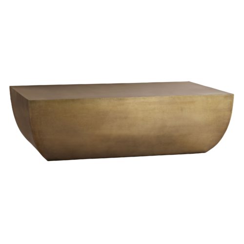 Iron sheath is shaped to form the large, hollow structure that is rich with smooth curves and sharp angles.The antique brass finish is slightly patinaed, imparting a weathered charm to its sleek aesthetic