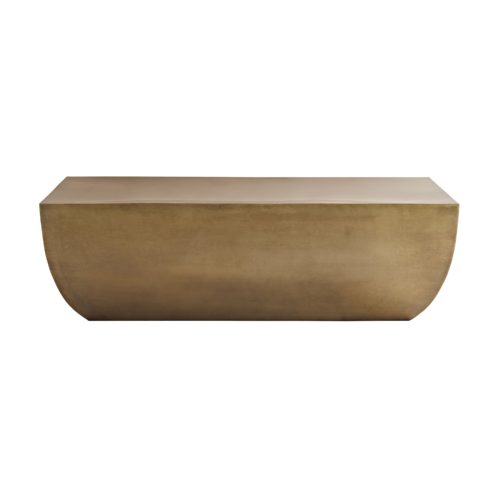Iron sheath is shaped to form the large, hollow structure that is rich with smooth curves and sharp angles.The antique brass finish is slightly patinaed, imparting a weathered charm to its sleek aesthetic