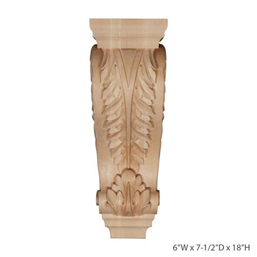 Acanthus Leaf Cherry Wood Corbel 5-3/4" x 4-1/2" x 9-3/4" Hand Carved 