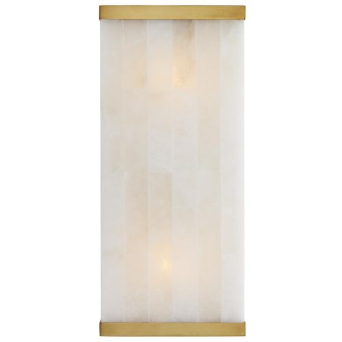 Snow marble tiles are fashioned together and framed in antique brass steel to create such a polished piece.The natural veining and textures of the marble is brilliantly put on display when lit, adding an intriguing visual appeal and an intimate illuminating glow.
