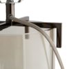 Lamp elevates simplicity with the lustrous appeal of this smoke glass version. Lacking a base and a formal cap, the Dale uses negative space and transparency to, in fact, addmore to its space. Replacing the traditional cap is a brown nickel claw-like top that gives way to its neck and its ivory microfiber drum shade