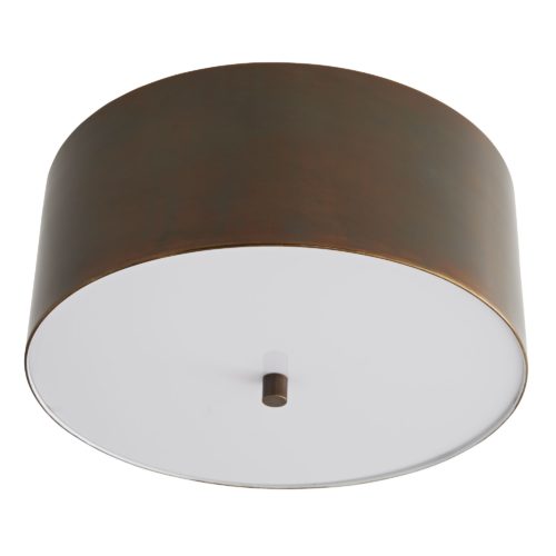 A straightforward examination of the basic principles of design takes place with this semi-flush pendant. A sleek steel shade in a heritage brass finish frames this 3-light fixture, which features an acrylic diffuser that is suspended from within.