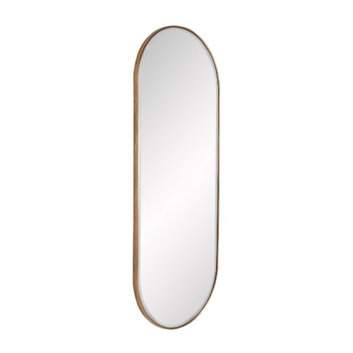 Classic and chic, this full-length mirror lets you reflect on it all. The oblong shape lends a contemporary touch to its traditional style.The unobtrusive frame is crafted from iron with a vintage brass finish and the plain mirror makes this piece functional.