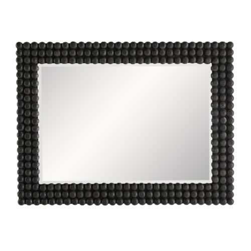 Filled with visual and tactile textures, the Paxton Mirror is a beautiful work of craftsmanship. Every single knob is hand carved from solid wood, then affixed to the frame to befinished in a rich, black stain. The look is African-inspired, but with a modern leaning.