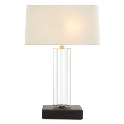 Glass Rod Lamp with Oak Base